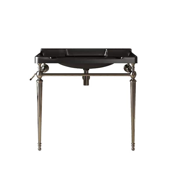 36 in. Freestanding Chrome Bath Vanity with Black Ceramic Top Unassembled