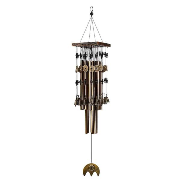 30 in. Outdoor Memorial Wind Chimes, 24 Copper Tubes and 16 Copper Bells, Bronze Sympathy Wind Chimes