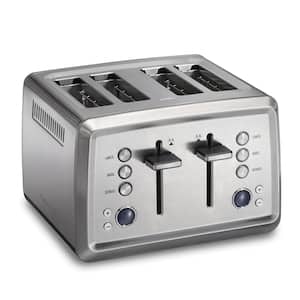 1560 W 4-Slice Stainless Steel Wide Slot Toaster with Digital Display