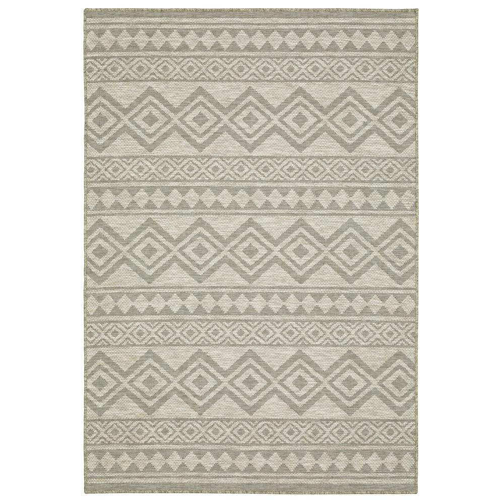 Thrasher Beige 5 ft. x 8 ft. Geometric Tribal Polypropylene Indoor/Outdoor 