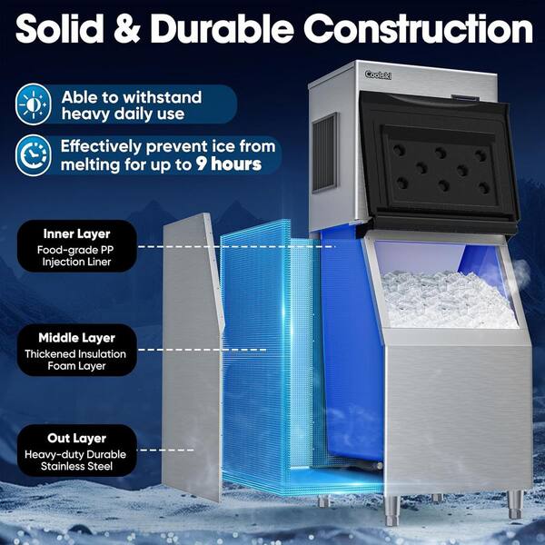 Coolski 22 in. 350 lb. Cube Ice Commercial Freestanding Ice