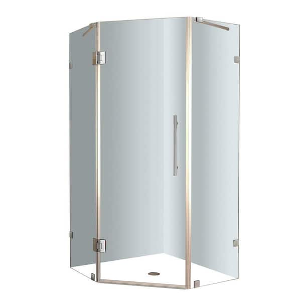Aston Neoscape 34 in. x 34 in. x 72 in. Frameless Neo-Angle Shower Enclosure in Stainless Steel with Clear Glass