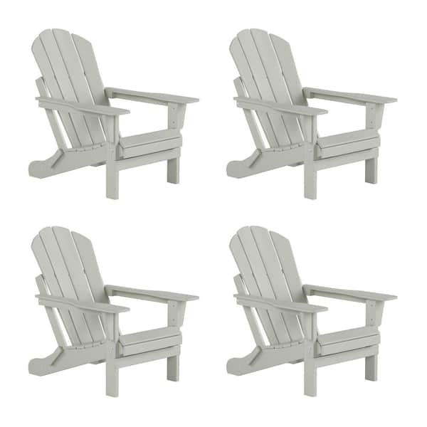 WESTIN OUTDOOR DECO Sand Plastic Outdoor Folding Poly Adirondack Chair (Set of 4)