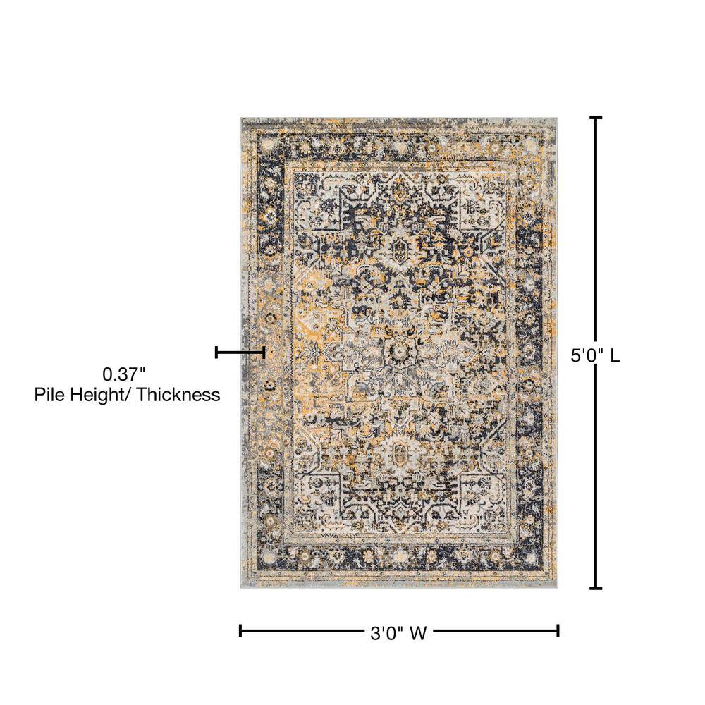 Vintage Medallion Gold 38" Rectangular Synthetic Area Rug