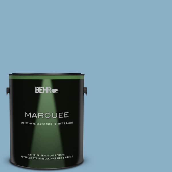 BEHR MARQUEE 1 gal. #S500-4 Chilly Blue Semi-Gloss Enamel Exterior Paint & Primer