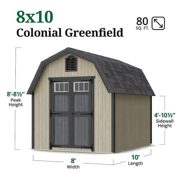 Little Cottage Co. Colonial Greenfield 8 ft. x 10 ft. Outdoor Wood