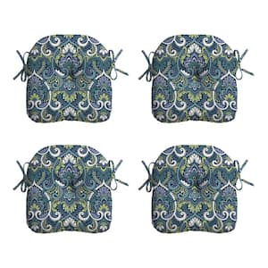 14.5 in. x 15 in. Sapphire Aurora Blue Damask Rectangle Outdoor Seat Cushion (4-Pack)