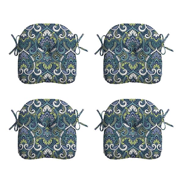 ARDEN SELECTIONS 14.5 in. x 15 in. Sapphire Aurora Blue Damask Rectangle Outdoor Seat Cushion (4-Pack)