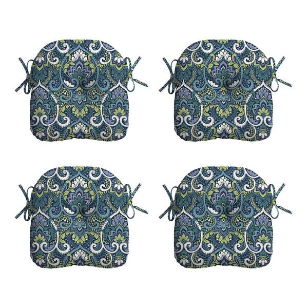 ARDEN SELECTIONS 14.5 in. x 15 in. Sapphire Aurora Blue Damask Rectangle Outdoor Seat Cushion (4-Pack)