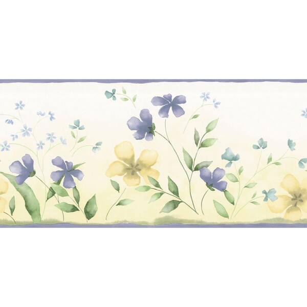 The Wallpaper Company 10.25 in. x 15 ft. Blue and Yellow Fresh Picked Border-DISCONTINUED