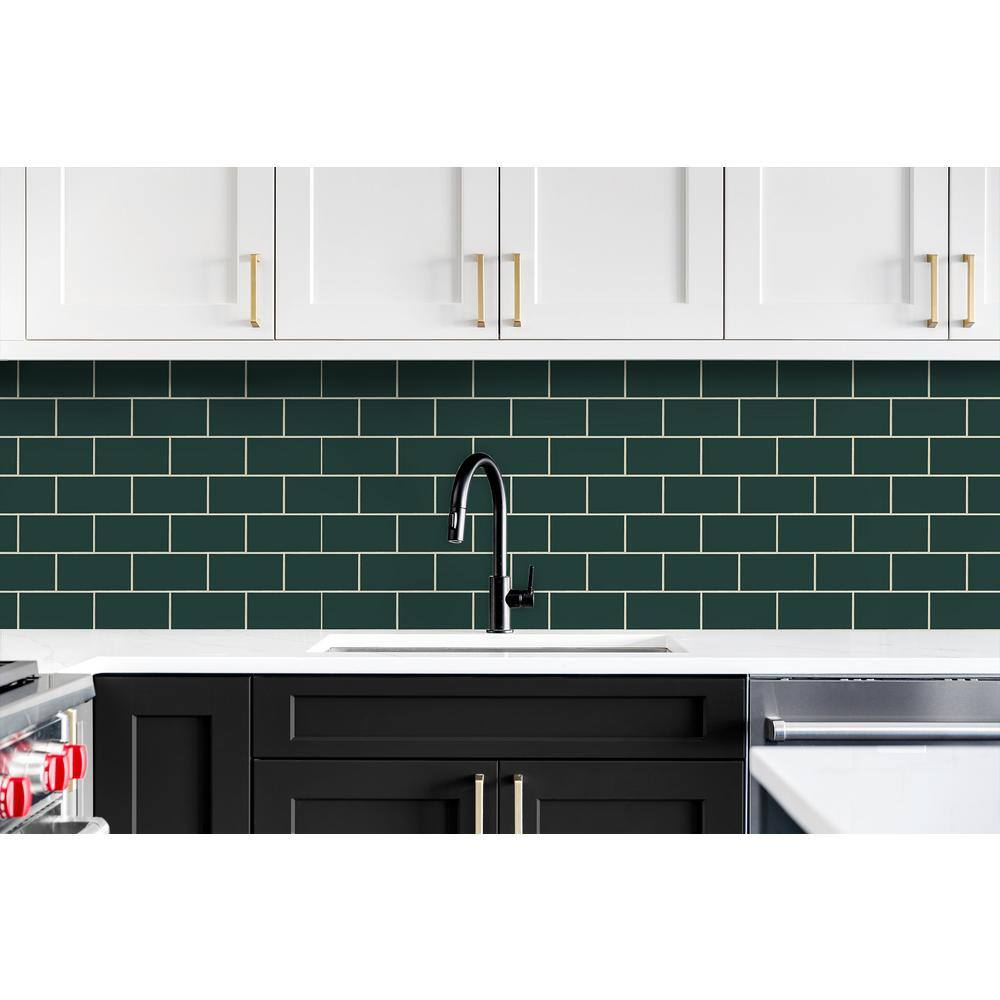 Evergreen Vinyl Peel and Stick Subway Tile Wallpaper