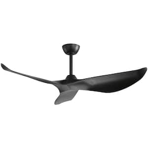 52 in. Indoor/Outdoor Black Ceiling Fan without Light for Bedroom or Living Room