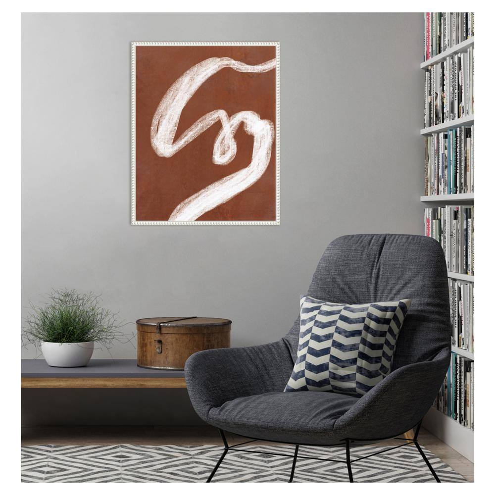Phantom Thread I Abstract Brown and White Canvas Art with Beaded Frame