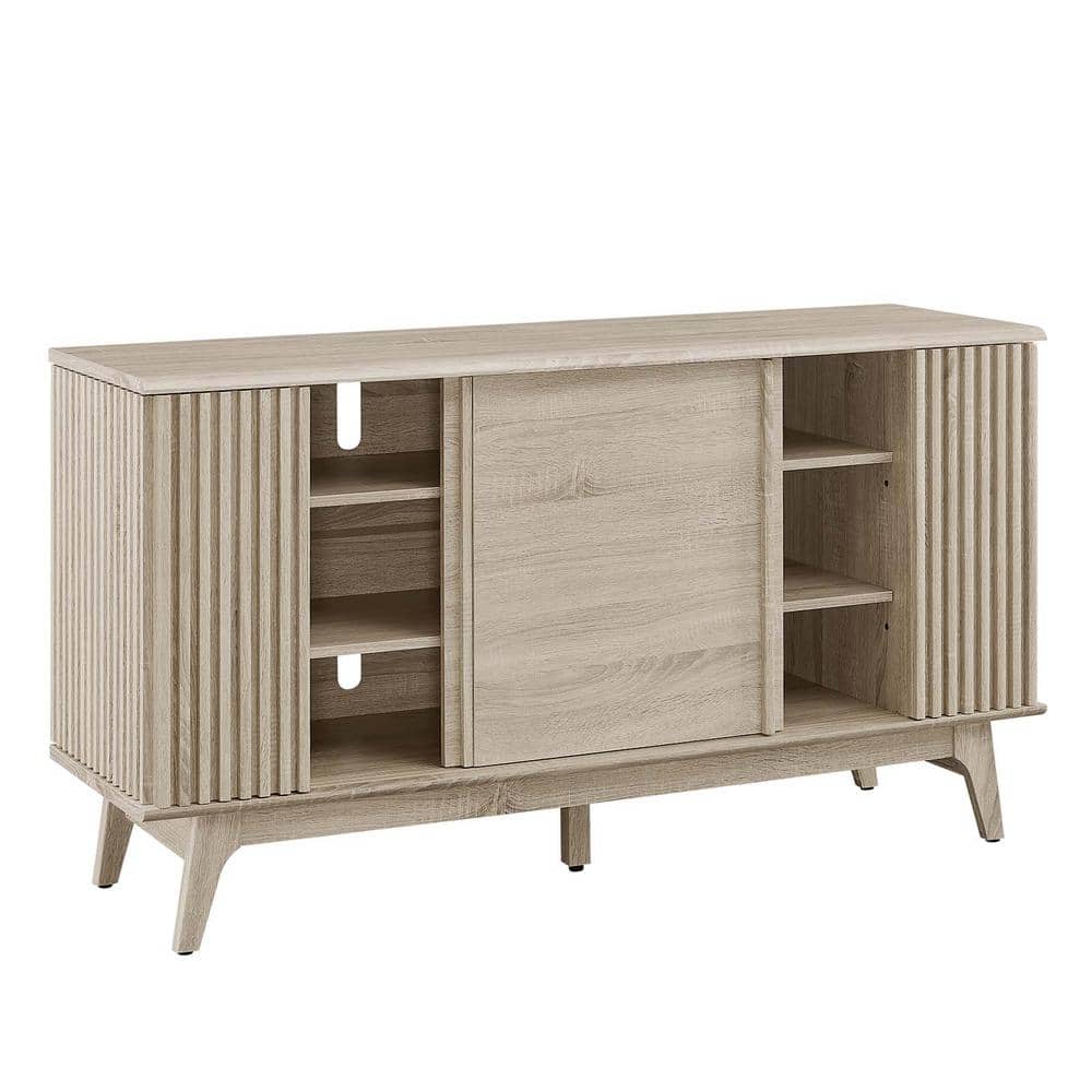 Eudora Oak Mid-Century Modern Sideboard with Sliding Doors