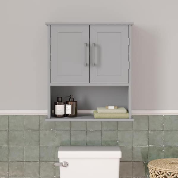 TAYLOR + LOGAN Vivien 22 in. W x 9 in. D x 24 in. H Bathroom Storage Wall Cabinet in Gray