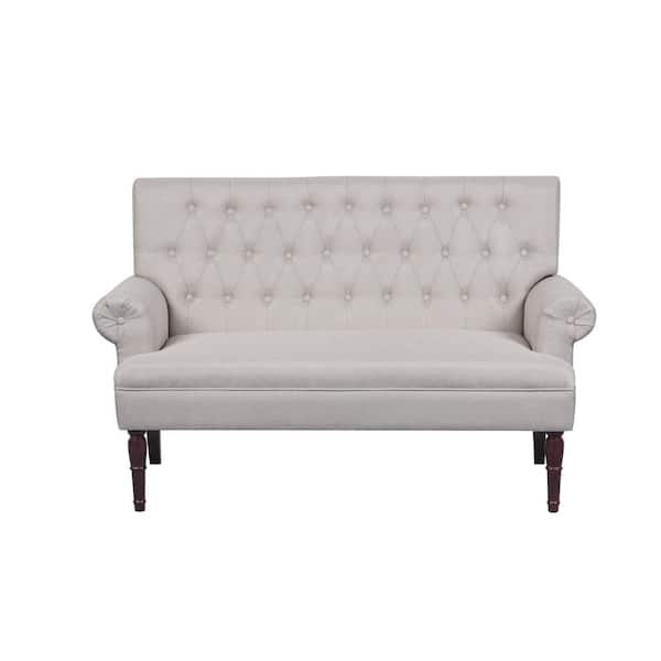 US Pride Furniture 31.1 in. Beige Linen 2-Seater Loveseat with Round Arms
