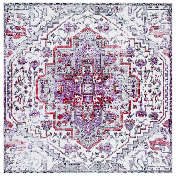 Skyler 7 ft. x 7 ft. Ivory/Purple Ornate Overdyed Square Area Rug