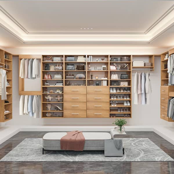 Luxeyard 66 in W Wood Modular Closet System Wood Closet Organizer