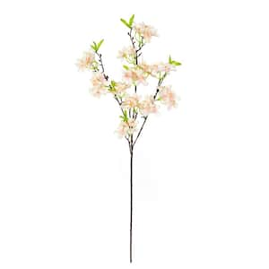 34 in. Blush Pink Artificial Apple Cherry Blossom Flower Stem Spray (Set of 4)