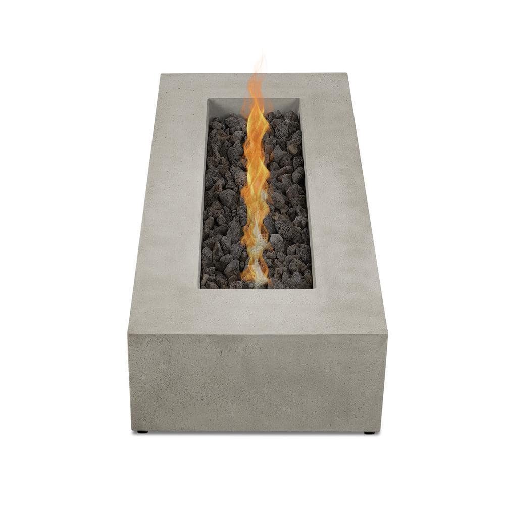 Gray Glass Fiber Reinforced Concrete Long Rectangle Fire Pit Table
