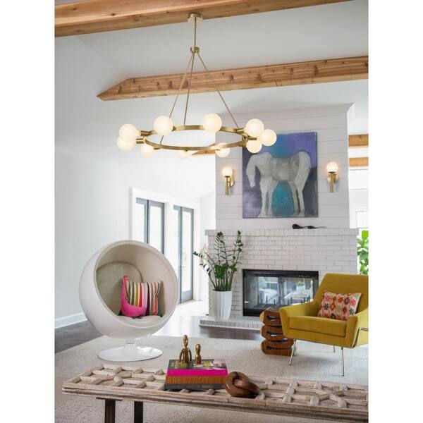 LARK - Orla 10-Light Lacquered Brass Wagon Wheel Chandelier