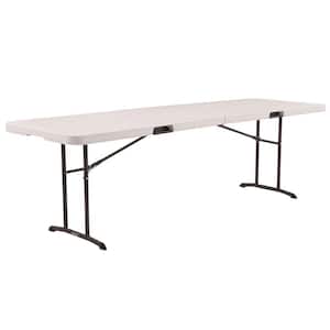 96 in. Almond Plastic Portable Fold-in-Half Folding Banquet Table