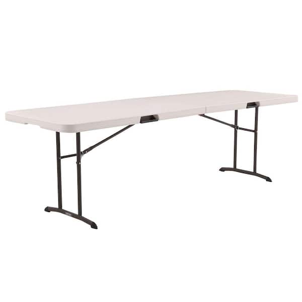 Lifetime 96 in. Almond Plastic Portable Fold-in-Half Folding Banquet Table