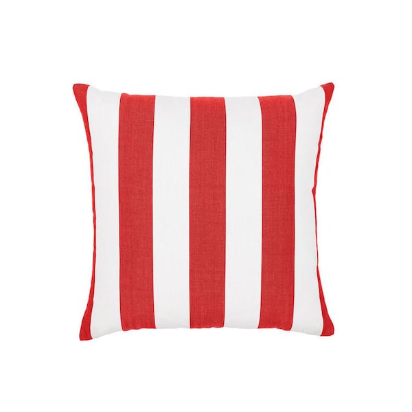 Cabana Stripe Red/White Set of Two 18 in. Knife Edge Filled Outdoor Throw Pillow