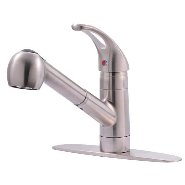 Fontaine by Italia Builder's Series Single-Handle Pull-Out Sprayer Kitchen Faucet with Deck Plate in Brushed Nickel