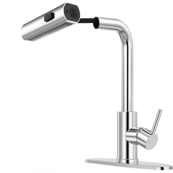 Single Handle 360° Spout Swivel 13 in. H Pull-Down Sprayer Kitchen Faucet with Pull Out Spray in Polished Chrome