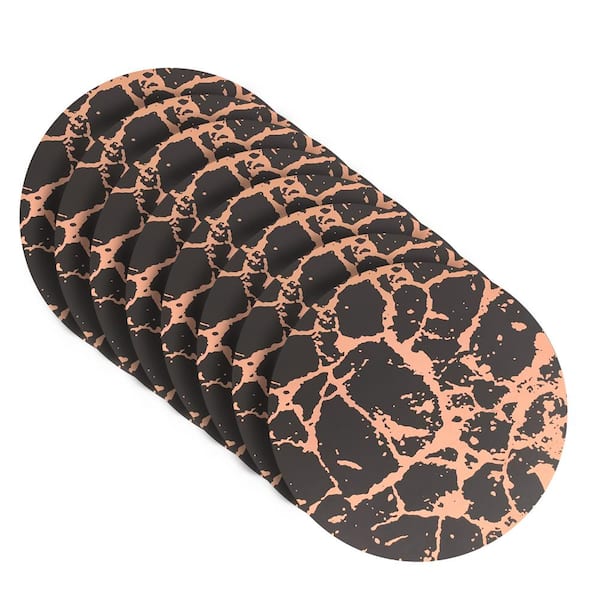 Dainty Home Marble 15 in. x 15 in. Black/Rose Gold Cork Placemat (Set of 8)