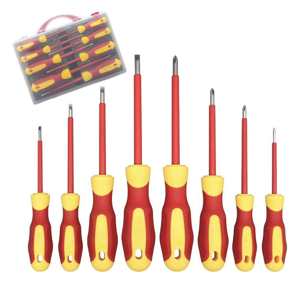 Insulated 1000 Volt 8 Piece Phillips Slotted Shank Screwdriver Set Red Orange Insulated Hand Tool Case price history on PriceWatchPro