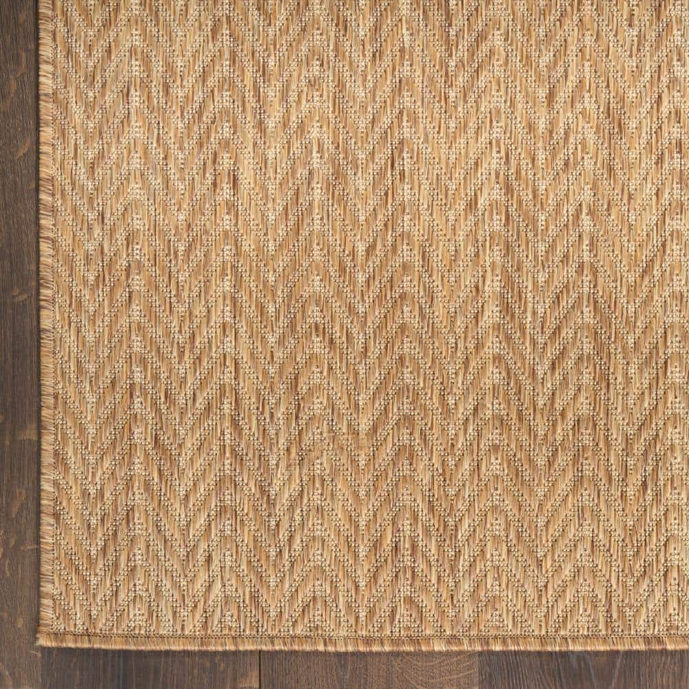 Natural Brown Geometric Flatweave Indoor/Outdoor Runner Rug