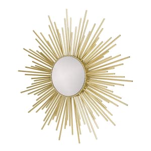 Jill Medium Sunburst Gold Modern Glam Wall Mirror (32 in. Dia)