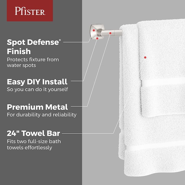 Vaneri 24 in. Wall Mounted Towel Bar in Spot Defense Brushed Nickel