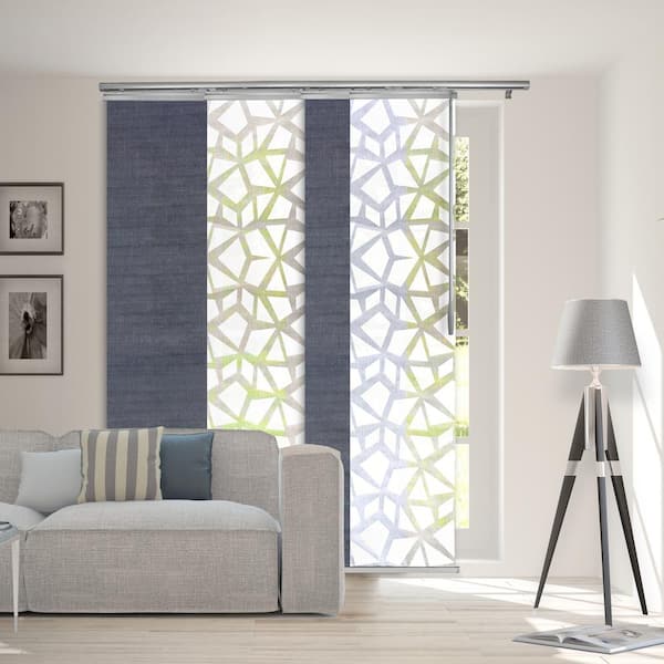 EMOH Blue Glacier Adjustable Sliding Single Rail Track with 23.5 in. Slates, Extendable 48 to 88" W x 116 in. L