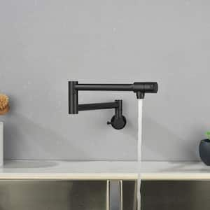 Wall Mounted Pot Filler with Double Handle in Matte Black