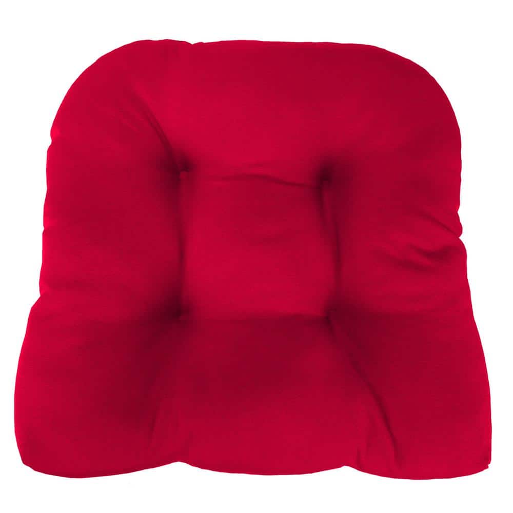Really Red Tufted Outdoor Wicker Cushion Set for Bench and Chairs
