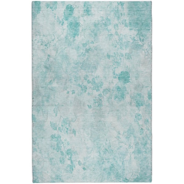 Dream Shag Premium Machine Washable Abstract ADS724 Aqua 5 ft. x 7 ft. 6 in. Area Rug