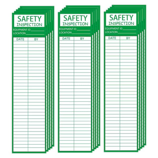 50 Piece Safety Inspection Stickers 8.5 x 2 in. Paper Tags Accident Prevention Inspection Record for Inventory Scaffolds