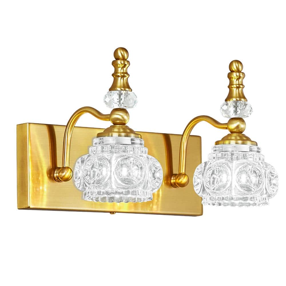 11.81 in. 2-Light Gold Vanity Light Clear Glass For Bathroom Mirror Bedroom Hallway Farmhouse price history on PriceWatchPro