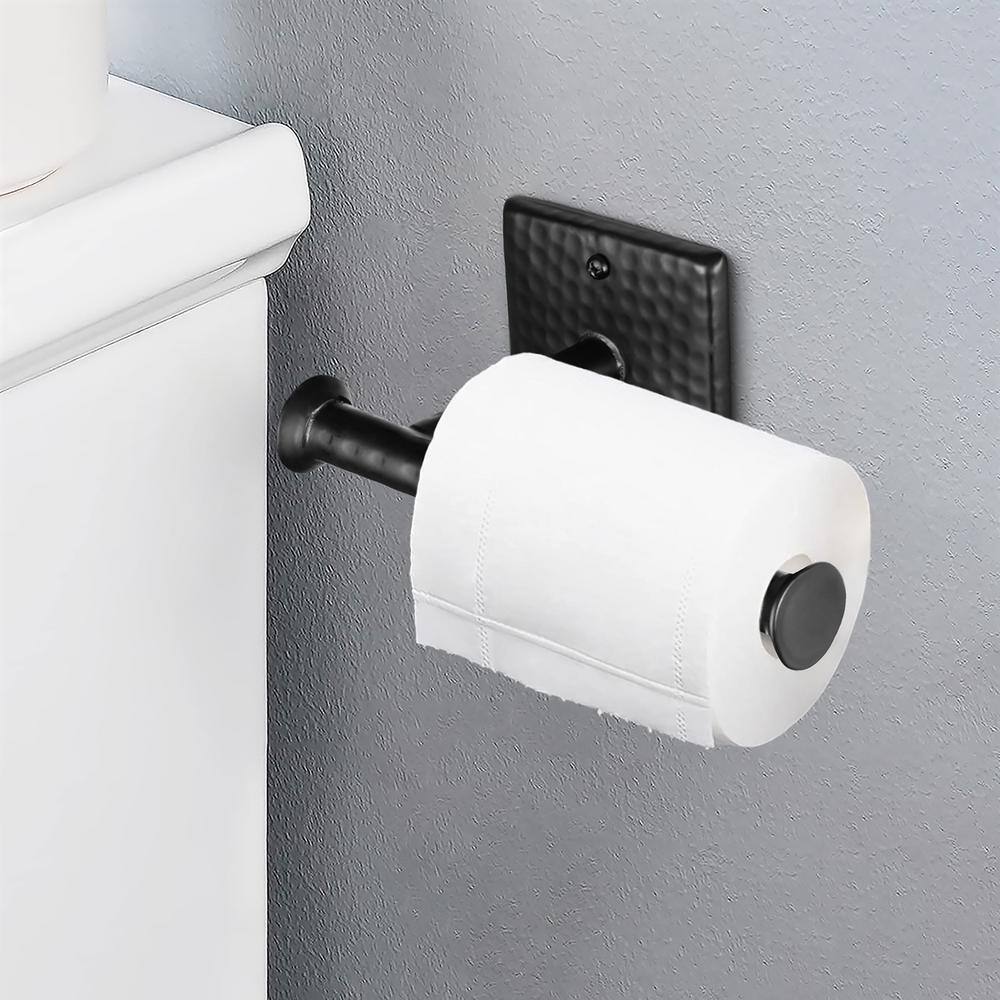 Matte Black Hand Hammered Metal Wall Mounted Toilet Paper Holder