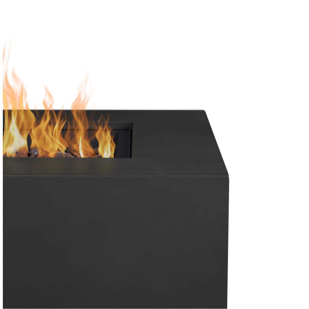 Aegean Black Powder-Coated Steel Gas Fire Pit Table