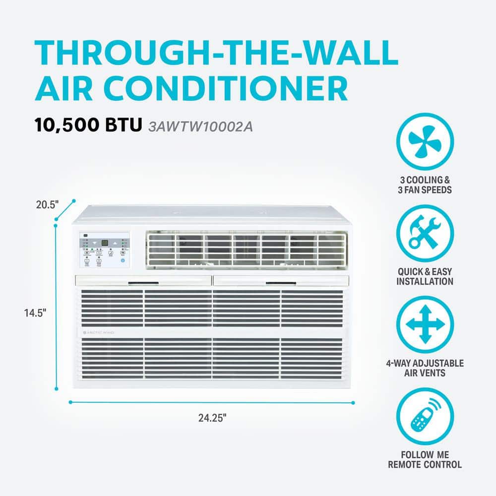Arctic Wind 10500 BTU White Through Wall Air Conditioner with Remote