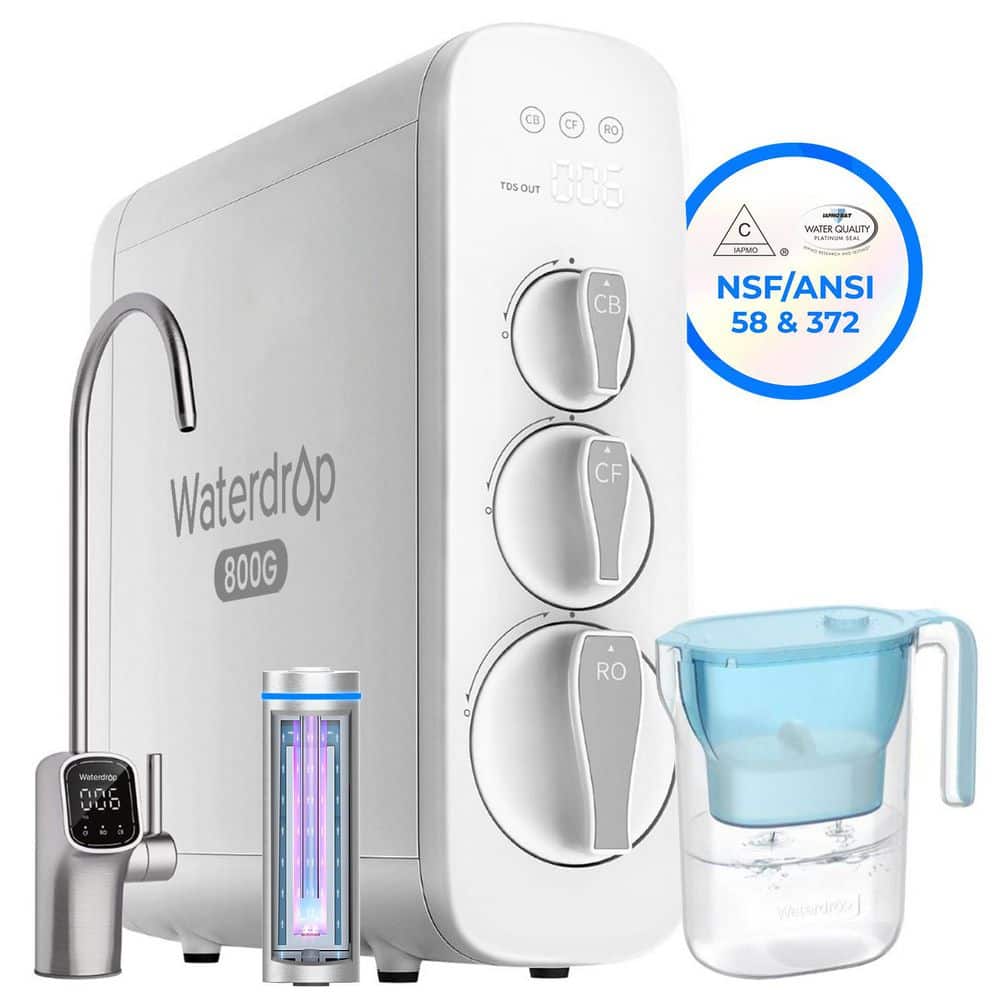 G3P800 Reverse Osmosis System, 800 GPD Fast Flow, NSF/ANSI 42 & 53 & 58 & 372 Certified, Extra Water Filter Pitcher