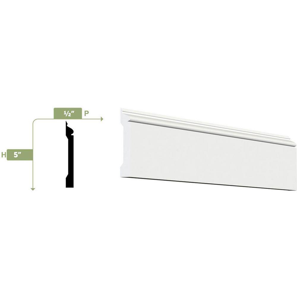 96 in. White PVC Baseboard Moulding