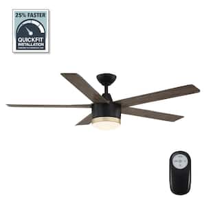 Merwry 56 in. Integrated LED Indoor/Outdoor Matte Black Ceiling Fan with Light Kit and Remote Control