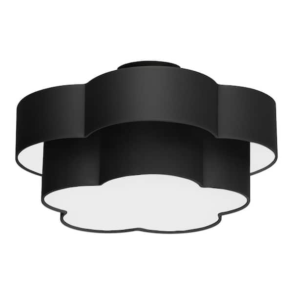 Dainolite Phlox 20 in. 3-Light Matte Black Flush Mount