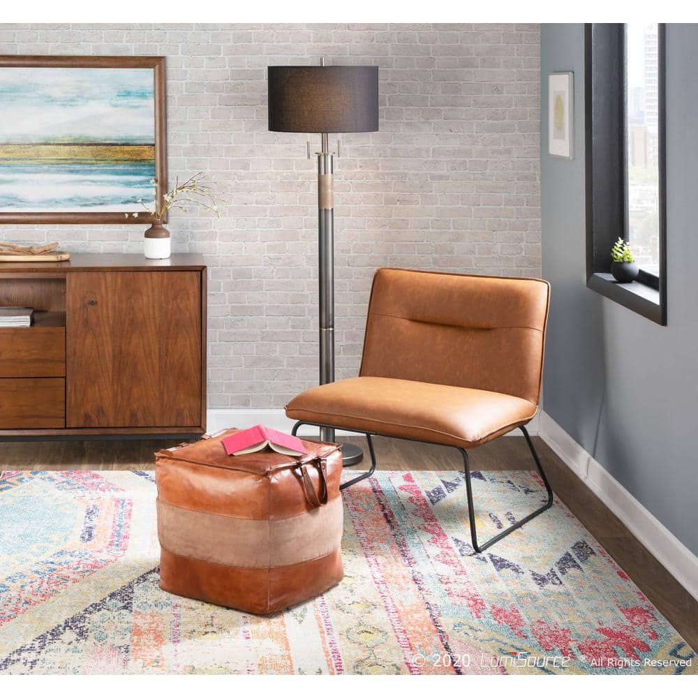 Sleek Industrial Leatherette Armless Accent Chair