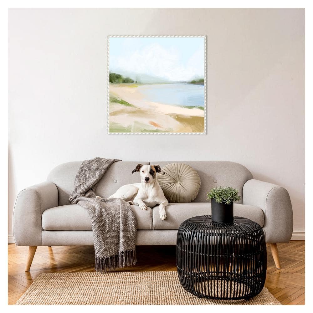 Blissful Bay View I Coastal Canvas Print with White Floater Frame